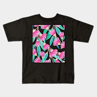 Eucalyptus with Pink Flowers Pattern Kids T-Shirt